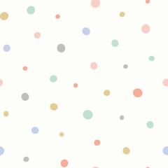 Dot pattern background. Vector polka dot seamless repeat design of scattered textured spots. Cute colourful geometric resource element.