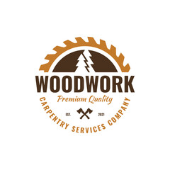 Carpentry vintage logo vector