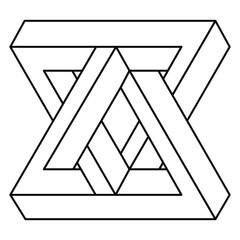 Impossible optical illusion shape. Optical art object. Impossible figures. Line art.