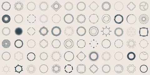 Fotobehang Set of geometric circle shapes, borders, frames, logos. Line and silhouette design, vector illustration © kovalto1