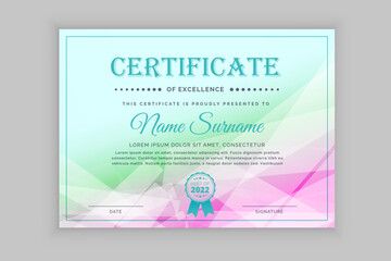 Abstract gradient floral decorative certificate of achievement design