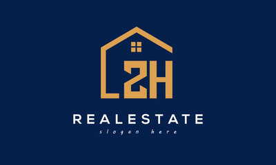 ZH letters real estate construction logo vector	