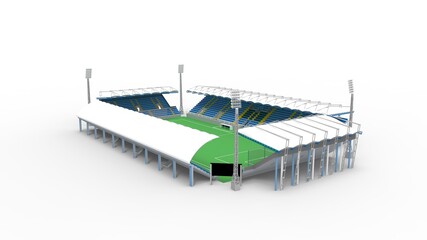3D rendering of a stadium building architecture structure isolated on white background