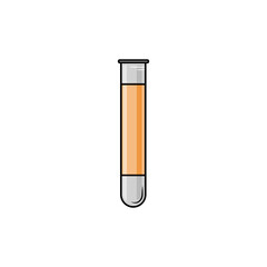 Medical test tube on a white isolated background. Vector illustration of a cartoon