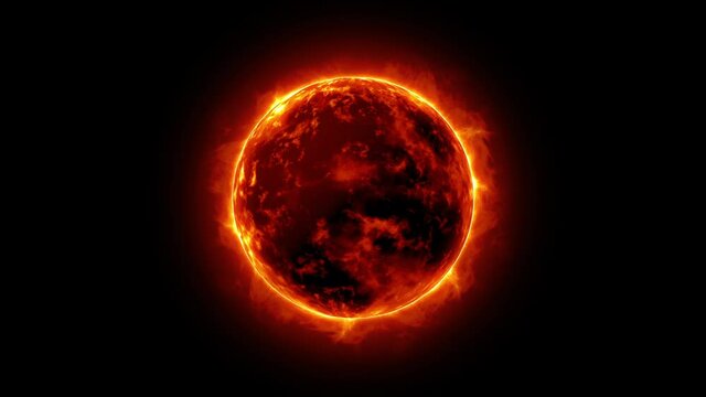 4K Planet Sun Burning Solar Loop Animation on Black Background