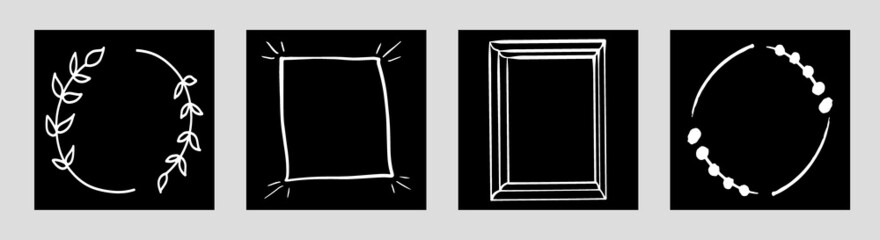 hand drawn simple frames, isolated social media template