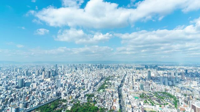 大阪タイムラプス ワイド　都市全景
