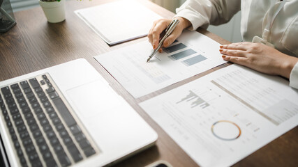 Auditor or internal revenue service staff, Business women checking annual financial statements of company. Audit Concept.