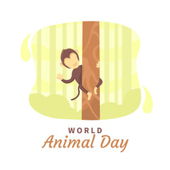 World Animal Day in Flat Design Illustration