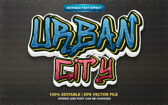 urban city Graffiti art style logo editable text effect 3d