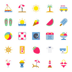 Flat color icons for summer.