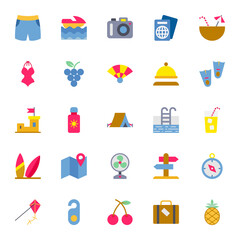 Flat color icons for summer.