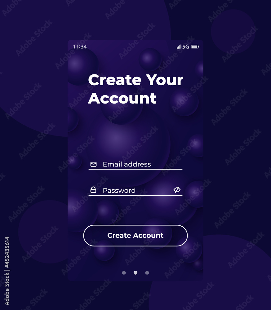 Poster create account app screen, ui design, vector interface