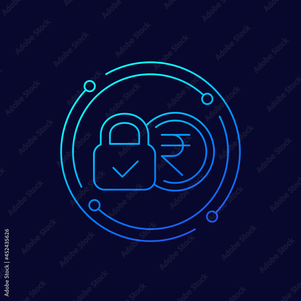 Poster fixed cost line icon with rupee