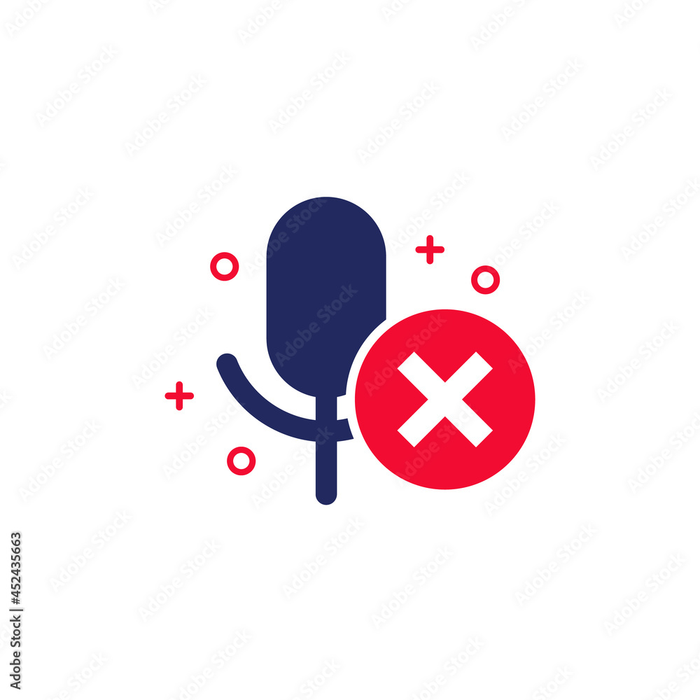 Poster no recording vector icon with microphone