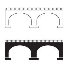 The bridge icon. A structure erected over an obstacle. The bridge is one of the oldest engineering inventions of mankind. Vector illustration isolated on a white background for design and web.