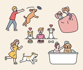 People having fun with their pets.