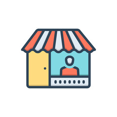 Color illustration icon for shop