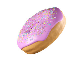 Donut with colorful sprinkles isolated on white background 3d render