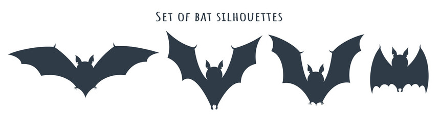 Set of bat silhouettes on a white background
