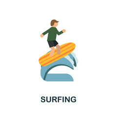 Surfing icon. Flat sign element from extreme sport collection. Creative Surfing icon for web design, templates, infographics and more