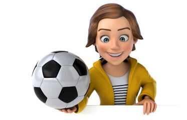 Fun 3D illustration of a cartoon teenage girl