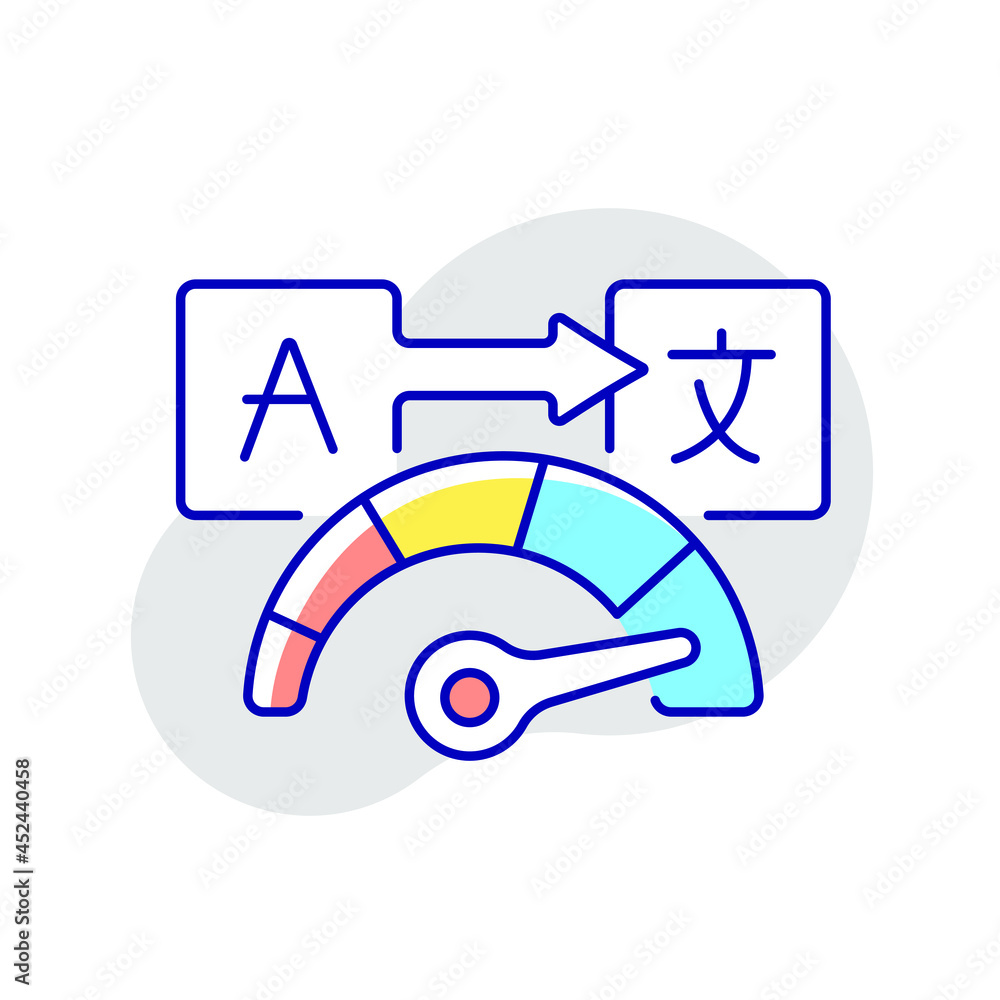 Poster quick translation rbg color icon. linguistics. thin line vector illustration.