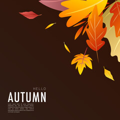 Fototapeta na wymiar Autumn background Many leaves change color in the autumn colors , for content online or web, banner and template, Simple cartoon flat style. illustration Vector EPS 10