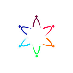 Colorful Creative People Circle, Coworkers, People Union, People Together Sign, Symbol, Logo isolated on White