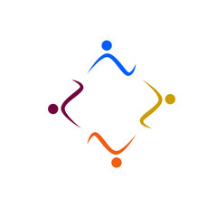 Colorful Creative People Circle, Coworkers, People Union, People Together Sign, Symbol, Logo isolated on White