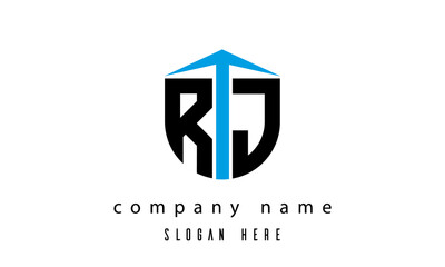 RJ shield creative latter logo vector