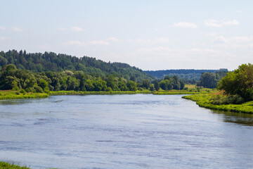 Calm waters of the Neris river. Landscapes of Lithuania