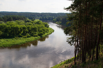 Calm waters of the Neris river. Landscapes of Lithuania