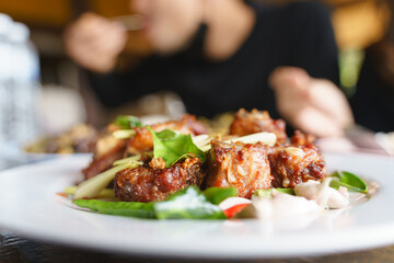 Thai fried garlic pork ribs