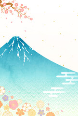 Leinwandbilder 和柄の模様と花と雲の22年年賀状テンプレートのベクターイラスト背景 和風 日本 春節 旧正月 中国 22 Honyojima