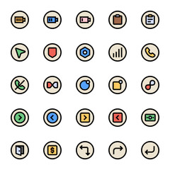 Filled color outline icons for ui ux.