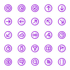 Purple color outline icons for ui ux.