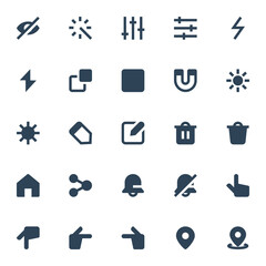 Fototapeta premium Glyph icons for ui ux.
