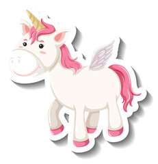 Cute pegasus standing pose on white background