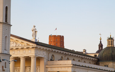 Tower of a medieval fortress on a hill. Vilnius 