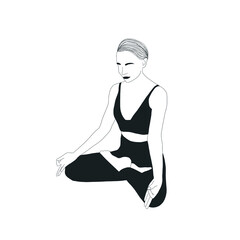 Meditating woman. Yoga. Spiritually religious wellness practice. 