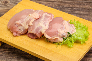 Raw chicken boneless and skinless leg