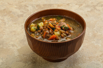 Lentil soup with chicken and vegetables