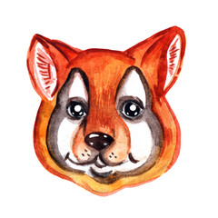 watercolor corgi muzzle