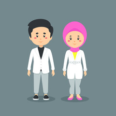 Couple Character Muslim Wearing Casual Clothes