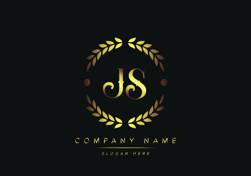 letters JS monogram logo, gold color, luxury style, Vector Illustration