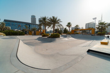 Skate park play ground at the Dubai Design district in the UAE