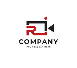Fototapeta na wymiar Letter R Camcorder Vector Logo Design. Creative Minimalist Technology Logo Design