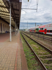 Obraz na płótnie Canvas Train Station. Railway. Peron at the train station. 