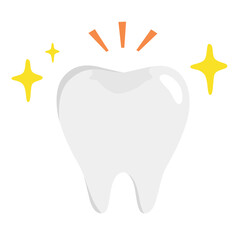 歯のイラスト。治療した歯。綺麗になった歯のアイコン。